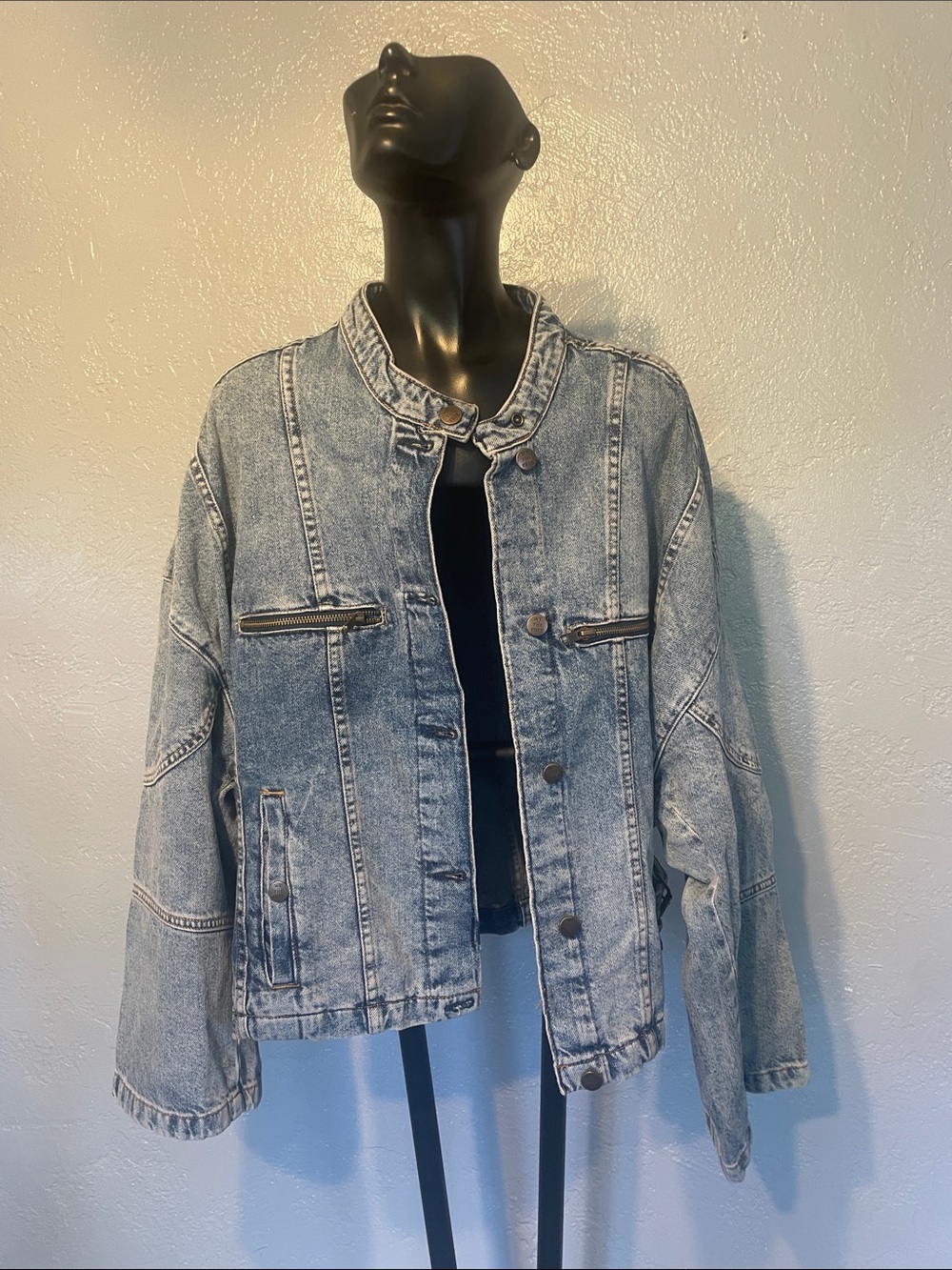 Light Wash Denim Jacket - Casual Women’s bomber style we the free